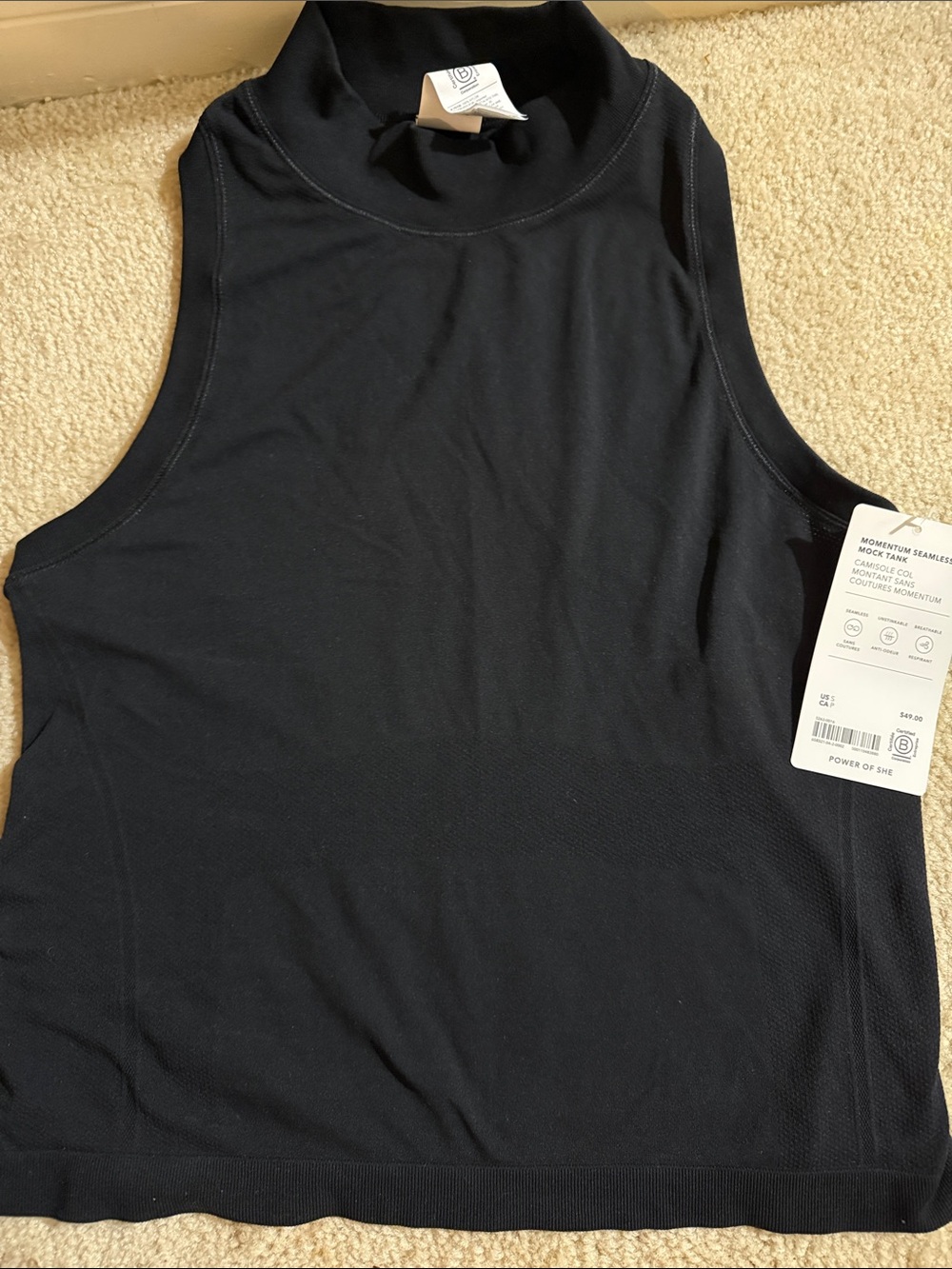 NWT Athleta Women’s Momentum Sleeveless Mock Neck Tank Top - Black size small